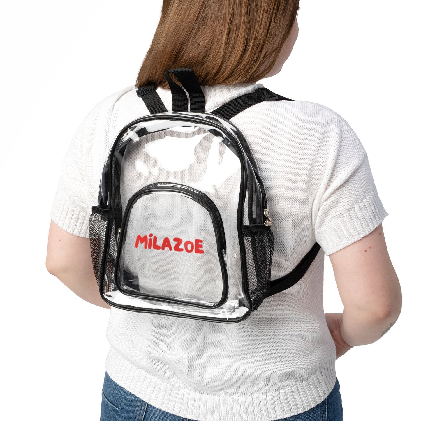 Clear Stadium Backpack – Black Trim Transparent Game Day Bag